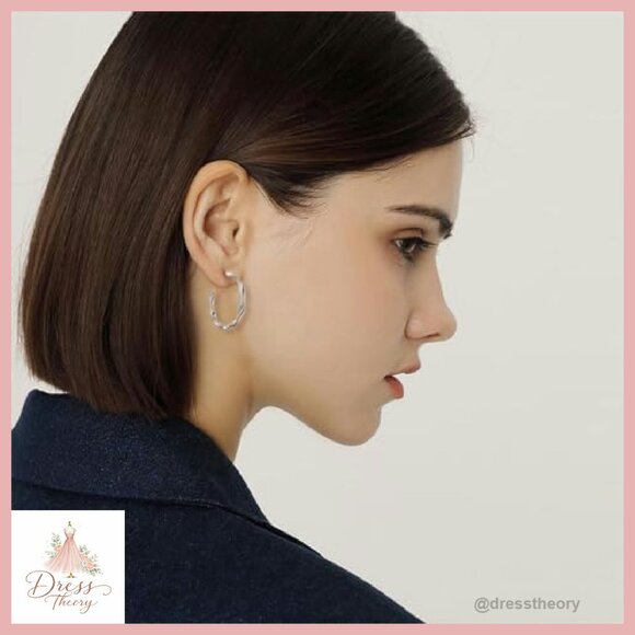 14K Gold Plated Chunky Hoop Earrings Hypoallergenic Hinged Closure - Picture 4 of 7